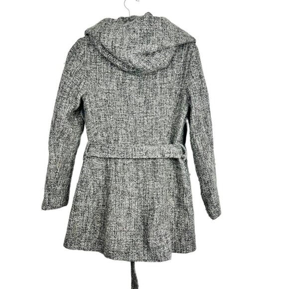 Vertigo Paris Grey Tweed Hooded Wool Blend Pea Coat Women Size S - Picture 2 of 15